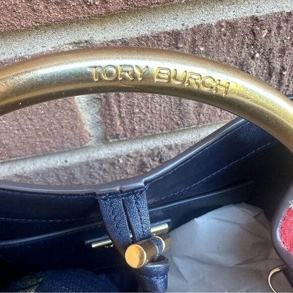 TORY BURCH Sydney Patchwork Eel Leather Bucket Bag In Multi - Picture 4 of 15